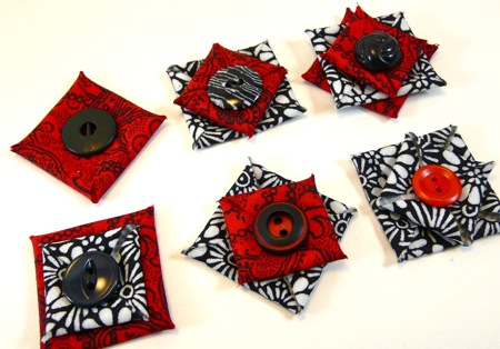 Diane's button-fabric jewelry