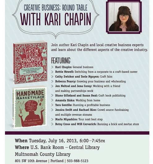 craft business roundtable with Kari Chapin July 16!