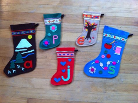 all five christmas stockings